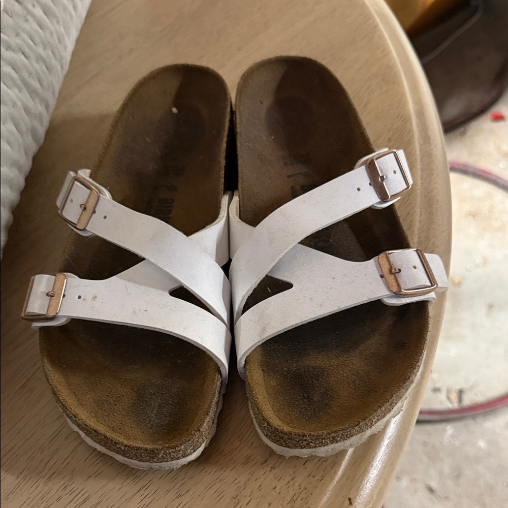 Birkenstock White Cross-Strap Sandals